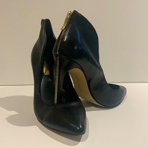 BCBGeneration Black Leather Heel - Conrad Zipper Pump Size 6